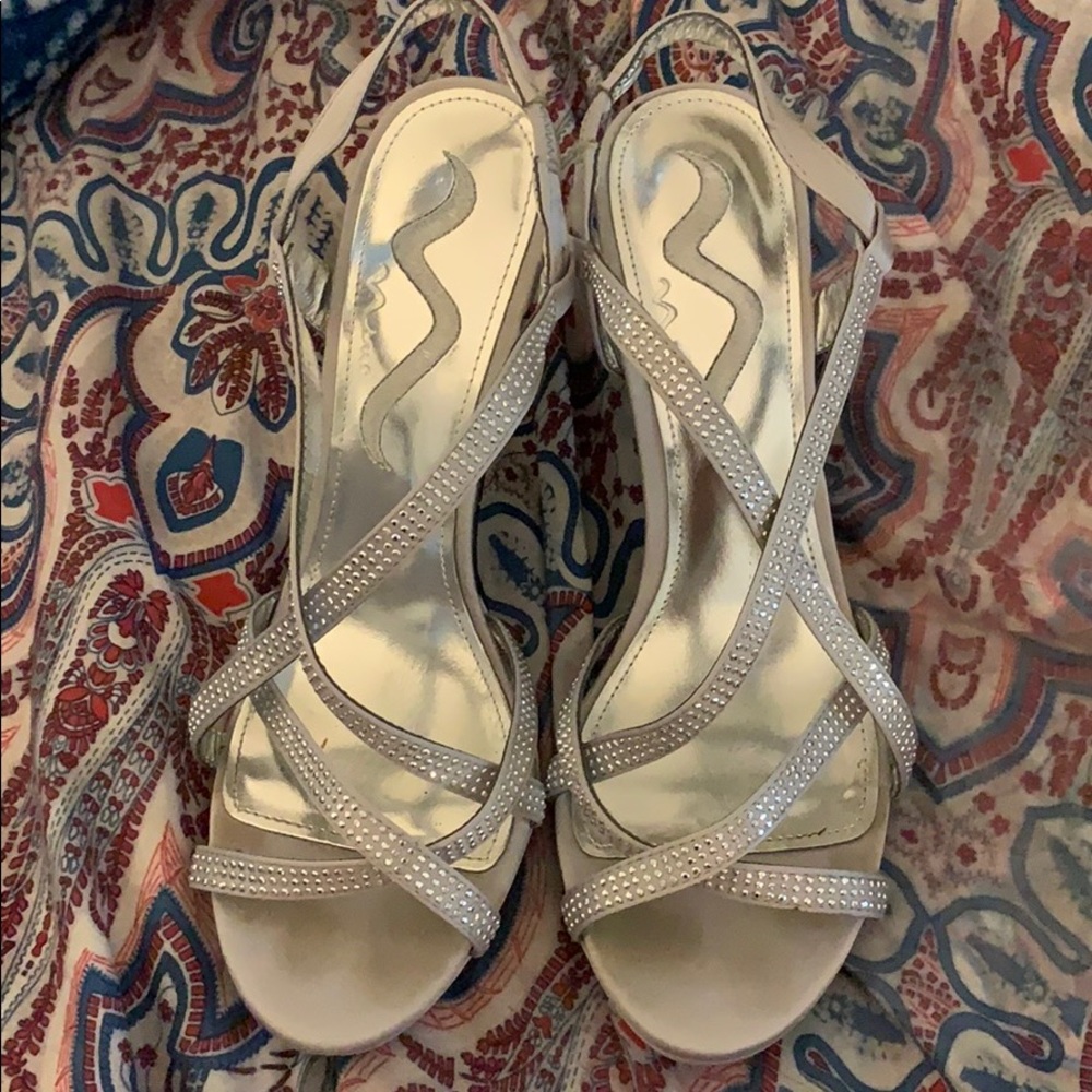 Nina Silver Strappy Heels